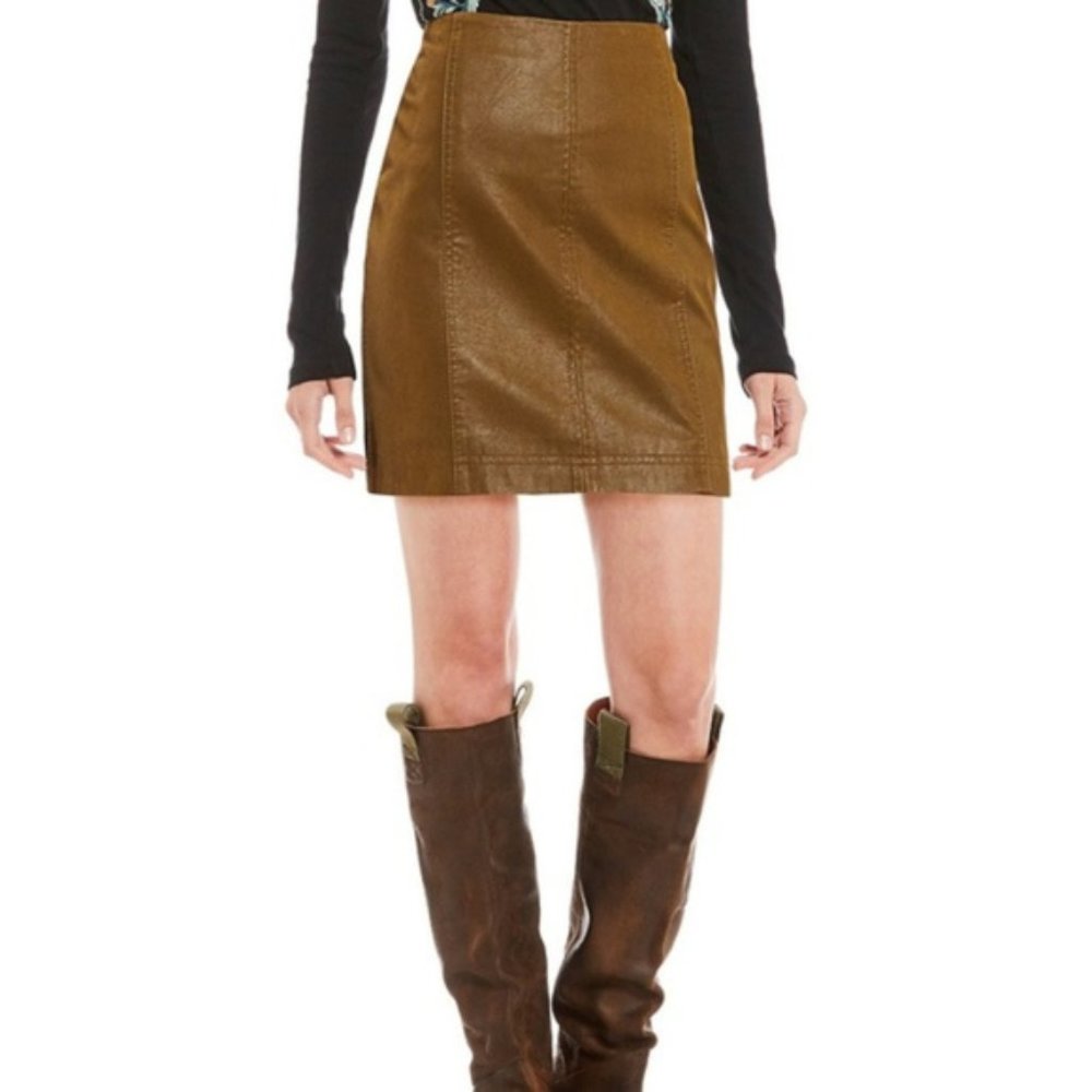 NWT! FREE PEOPLE Modern Femme Vegan Suede Skirt - Picture 3 of 8